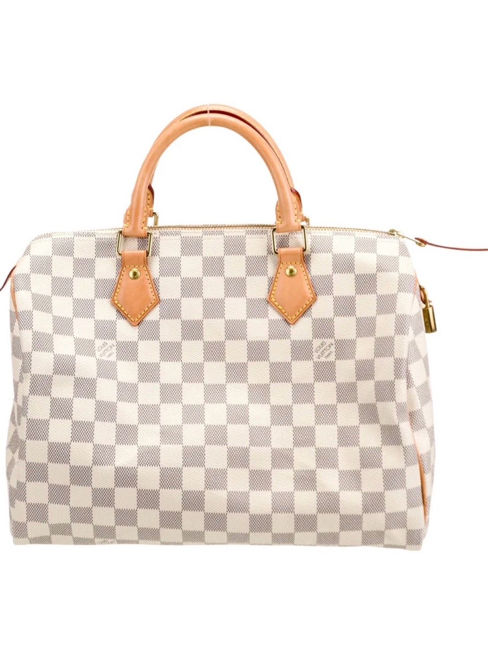 Louis Vuitton Cream and Tan Checkered Satchel